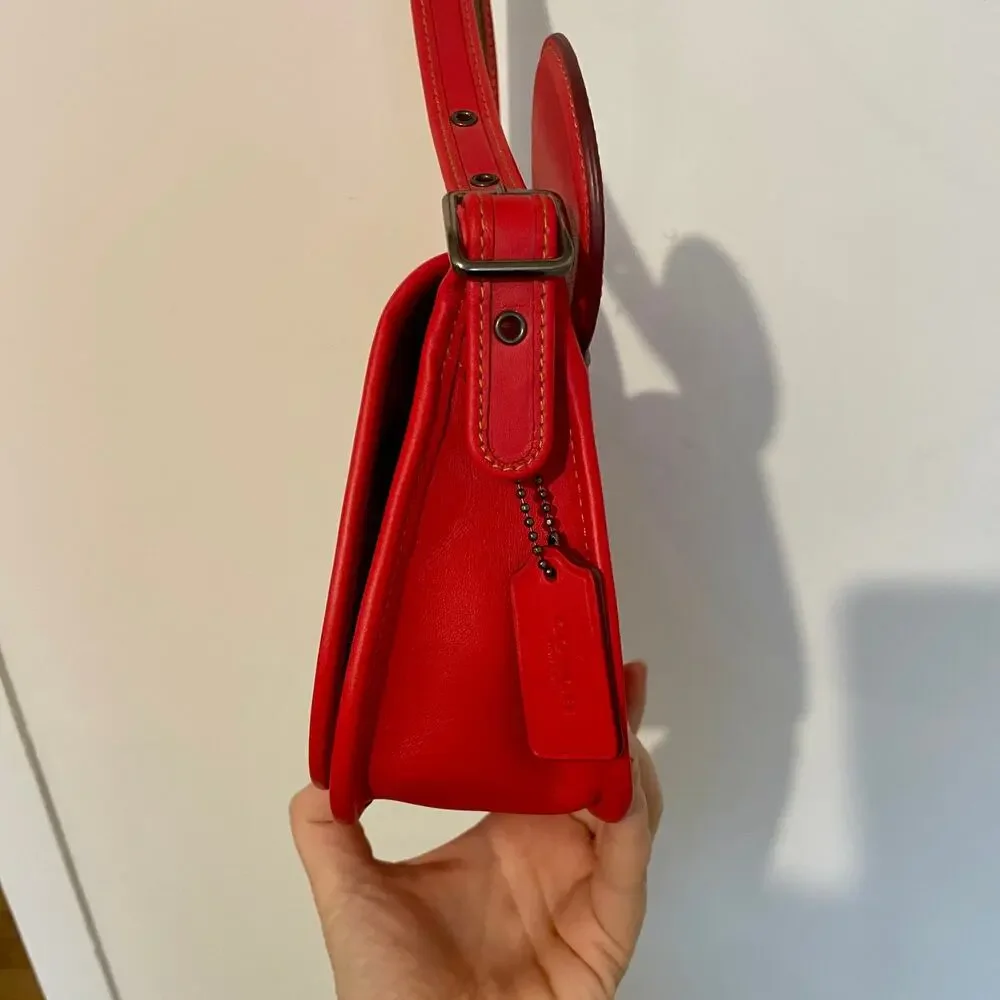 Coach x Disney Red Leather Patricia Saddle Bag Crossbody Mickey Ears